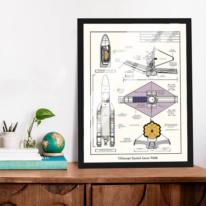 Diagramme du Télescope Spatial James Webb Beige (Poster en français)