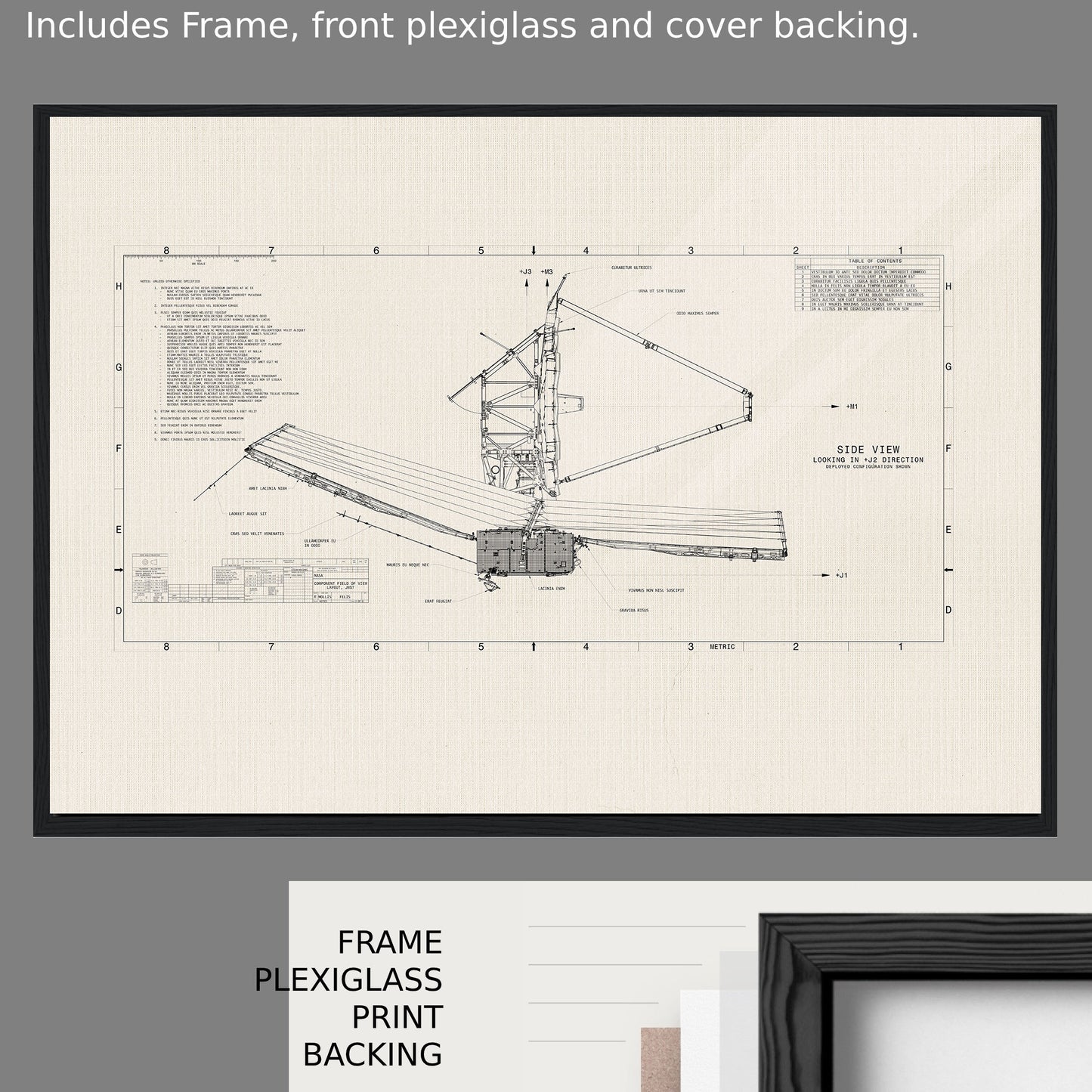 Poster du diagramme du télescope spatial James Webb (Beige) (en anglais)