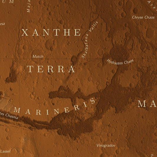 The Map Of The Planet Mars Poster