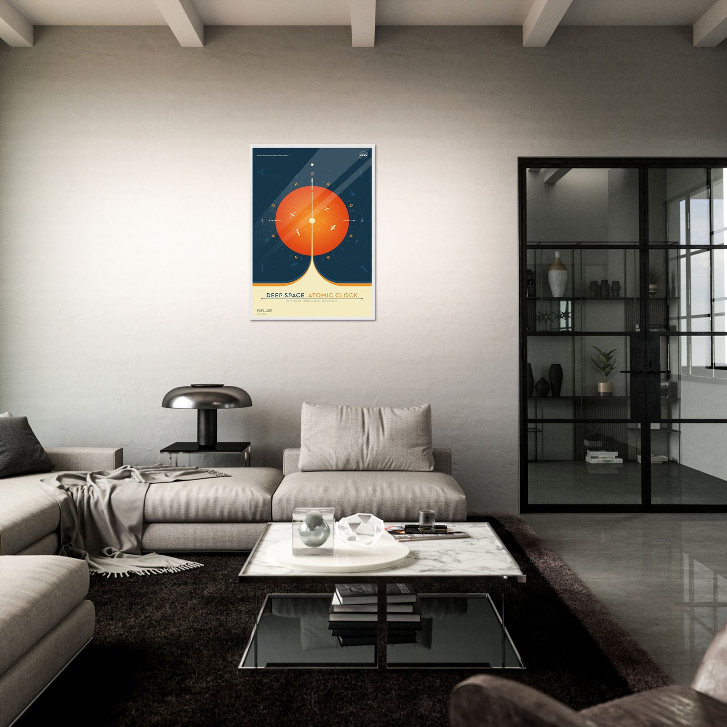 Atomic Clock Orange NASA Poster