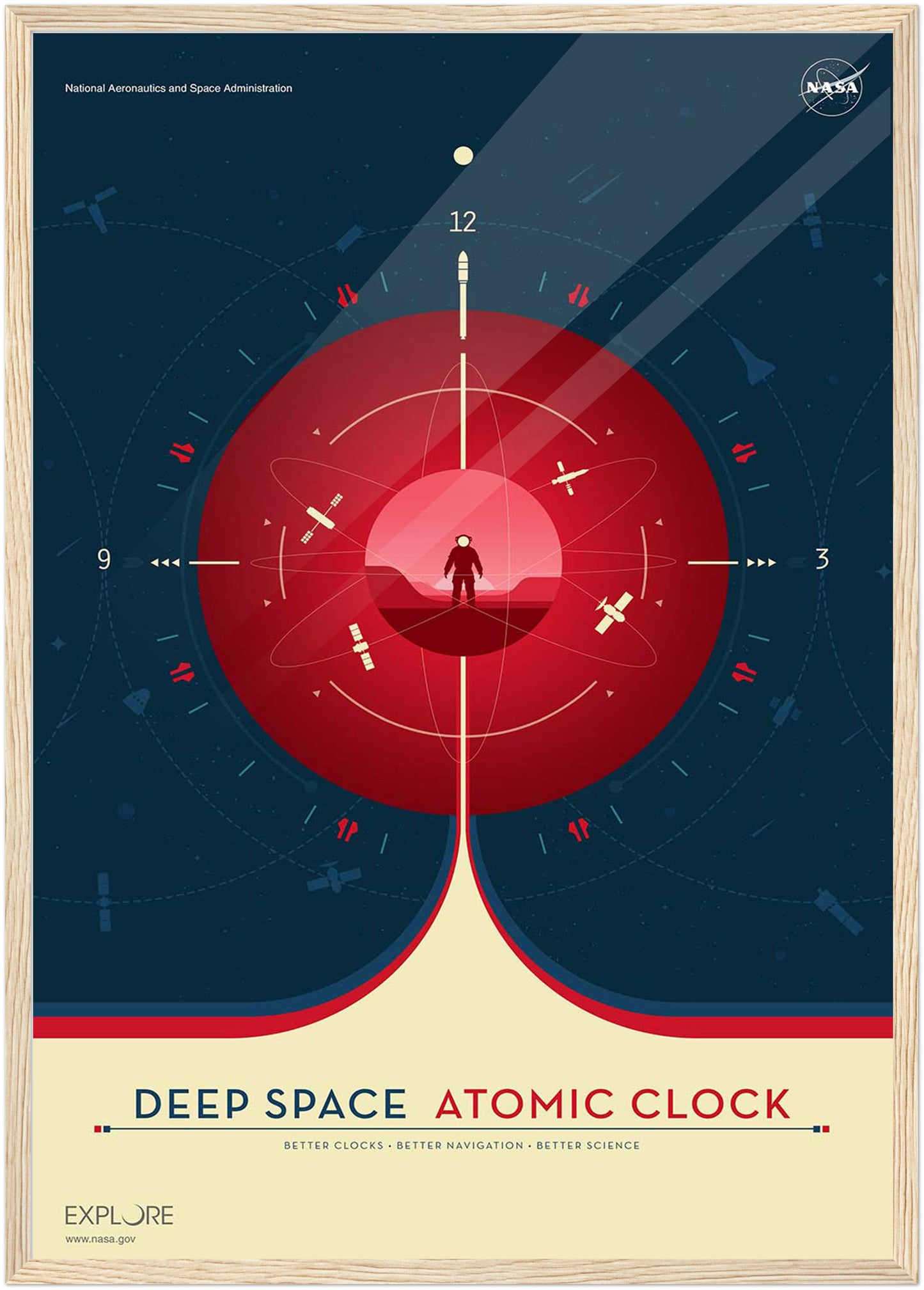 Atomic Clock Red NASA Poster