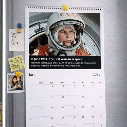 The History of Space Exploration Monthly 2026 Calendar (Vertical)