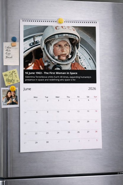 The History of Space Exploration Monthly 2026 Calendar (Vertical)