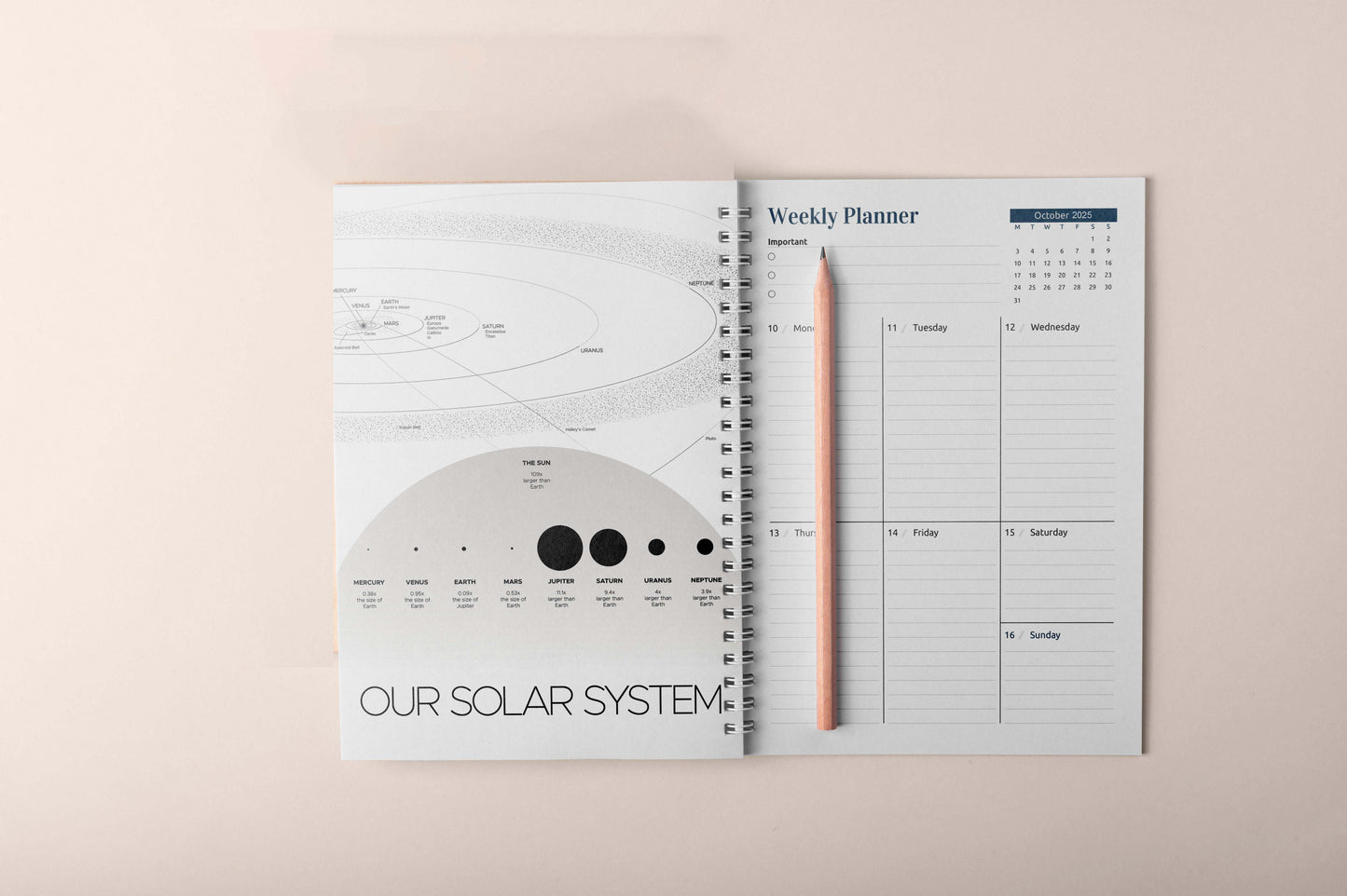 2025 Solar System Weekly Calendar Planner (Sept 24 to Dec 25)