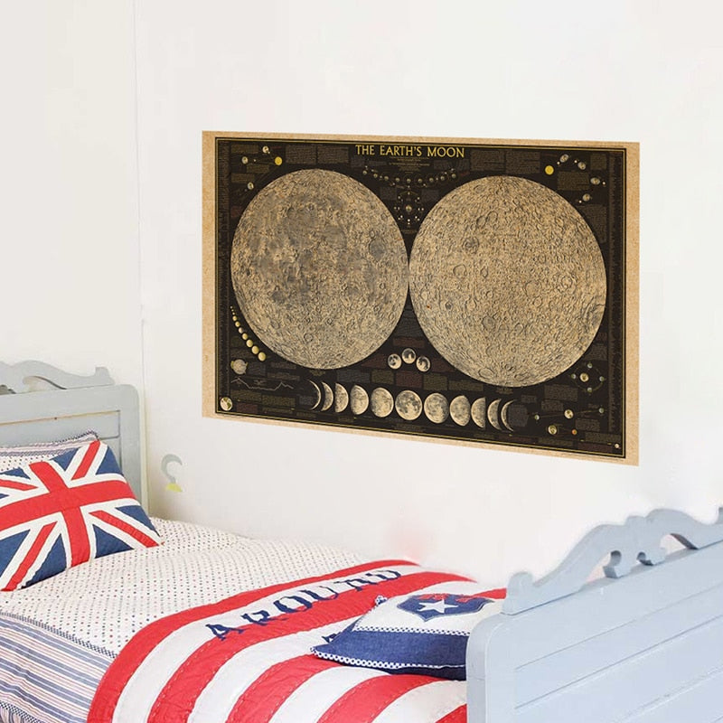 Large National Geographic Moon Map Retro Geographic Map Of The Earth's