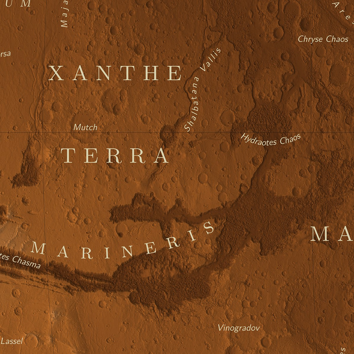 La carte de la planète Mars Poster