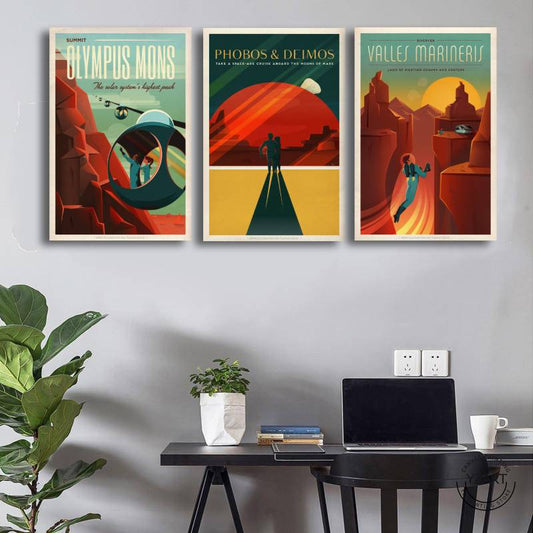 SpaceX Retro Space Travel Posters 3 pcs