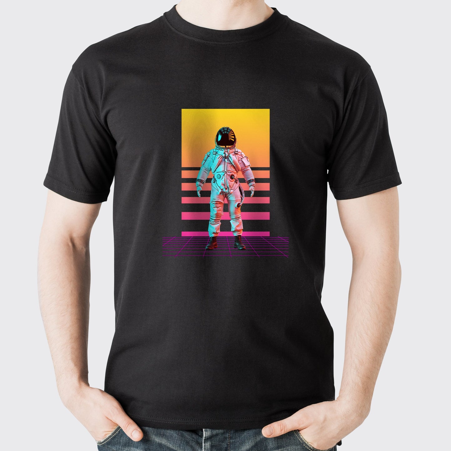 Astronaute Synthwave T-shirt unisexe