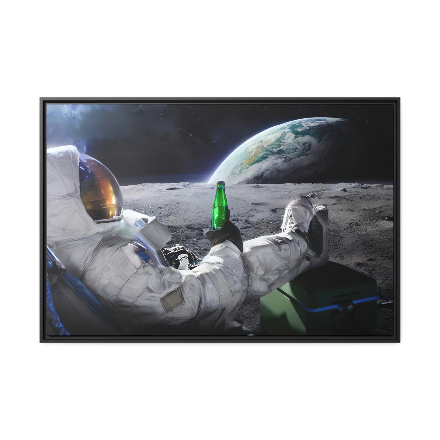 Cozy Astronaut From The Moon - Gallery Grade Canvas In Floater Frame
