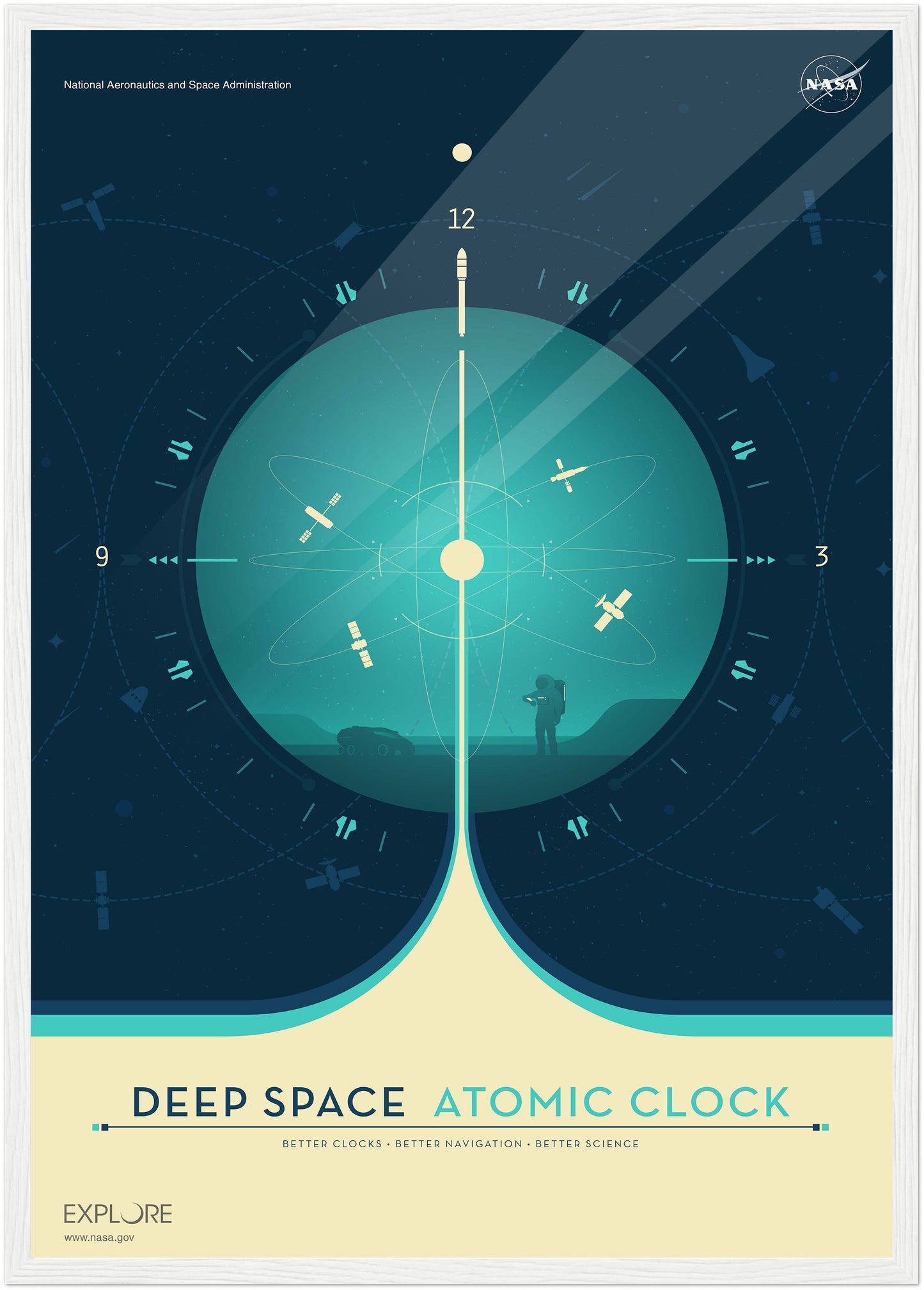 Atomic Clock Blue NASA Poster