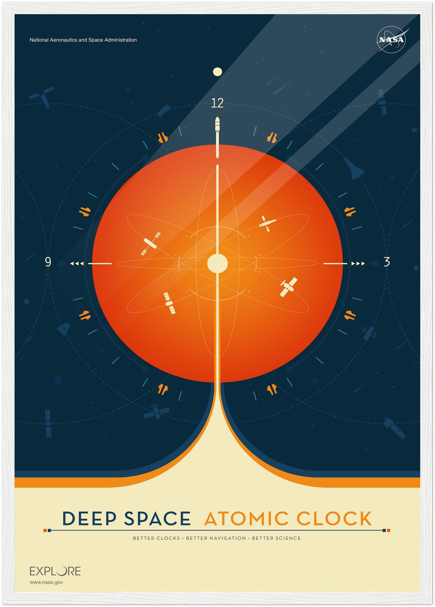 Atomic Clock Orange NASA Poster