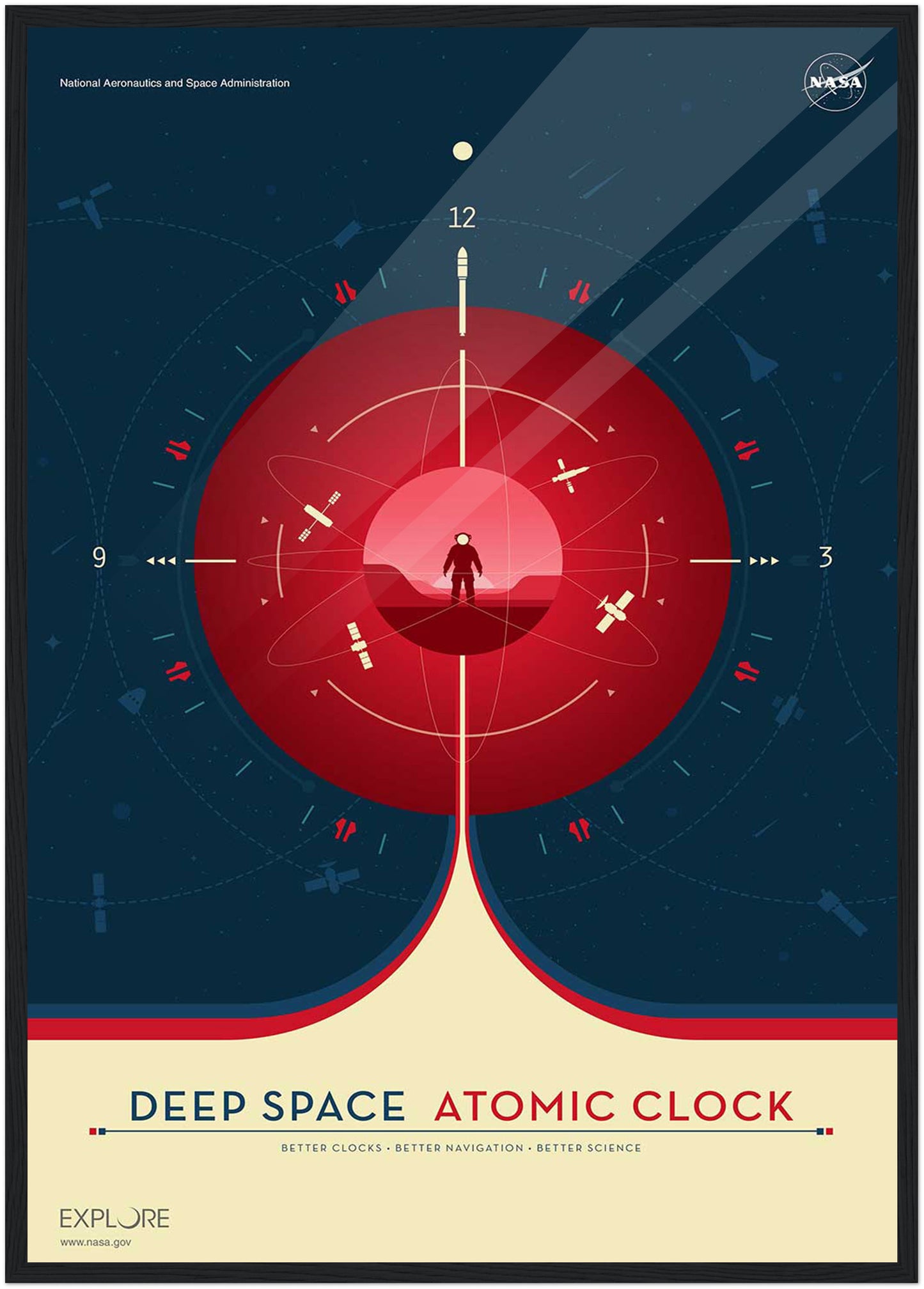 Atomic Clock Red NASA Poster